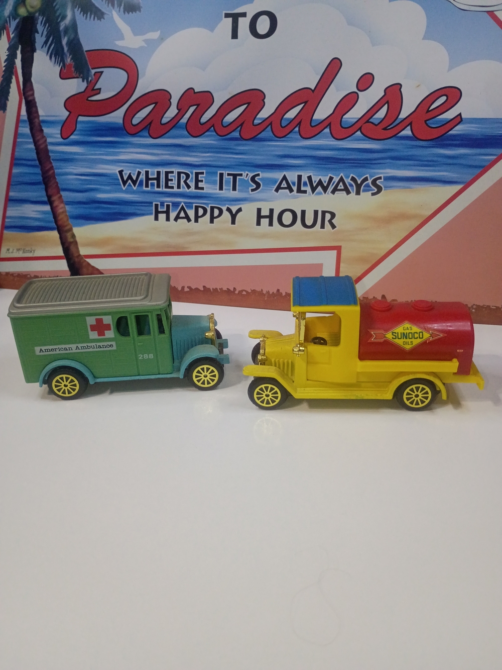 Lot Of Two Sunoco, Oil Gas Truck And American Ambulance